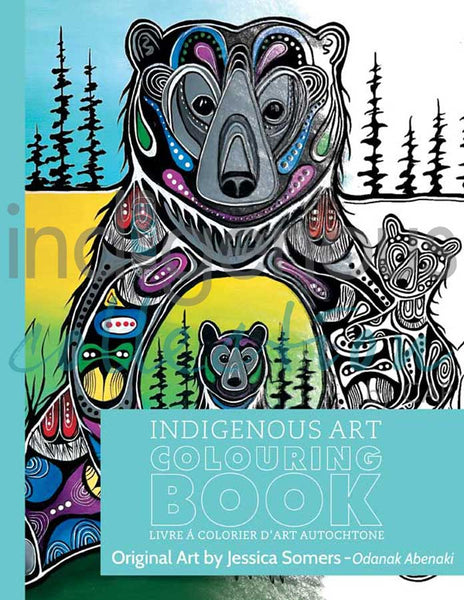 Livre à colorier «MÉDECINE DES OURS». de l'artiste Abénakise, Jessica Somer. (Pour enfants et adultes) * (LIVRAISON GRATUITE!)