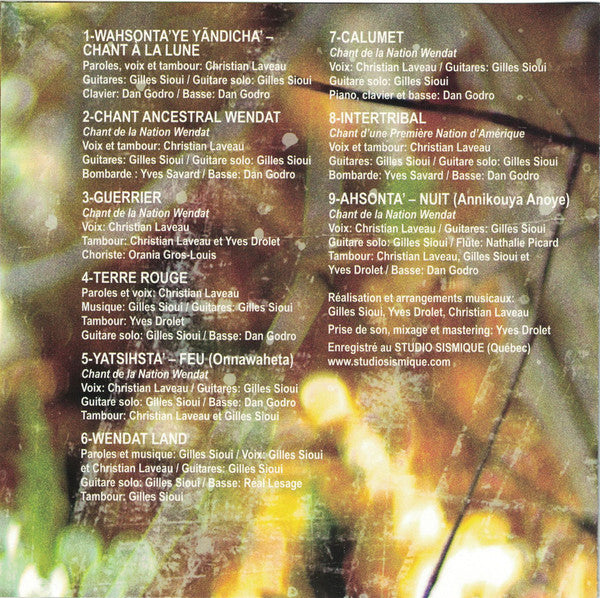 Album CD: «Terre rouge» De Christian Laveau -Sondakwa. Fier Wendat! (LIVRAISON INCLUSE DANS LE PRIX)