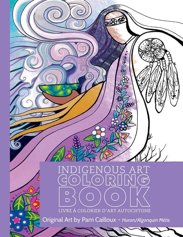 Livre à colorier autochtone de l'artiste Métis (Hurons et Algonquins) Pam Cailloux(Pour enfants et adultes) * (LIVRAISON GRATUITE!)
