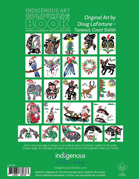 Livre à colorier autochtone 'NOËL' de l'artiste autochtone Doug LaFortune. (Pour enfants et adultes) * (LIVRAISON GRATUITE!)