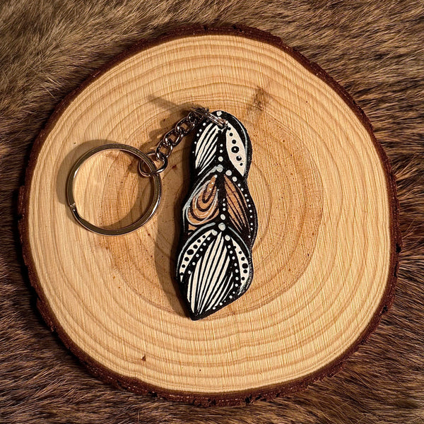 Ensemble Porte-monnaie Cuir d'orignal, perlé à la main + Porte-clé plume en bois taillée et peinte à la main(#2)(LIVRAISON INCLUSE)