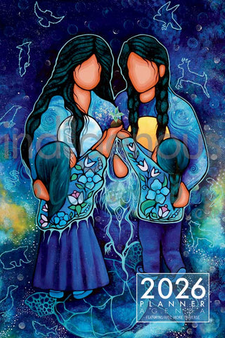 AGENDA hebdomadaire, anglais/français. -La Femme du Ciel et sa famille-. ARTISTE. Traverse, Jackie*L'artiste ou le titulaire des droits d'auteur a perçu des redevances pour la vente de ce produit. Conçu au Canada.