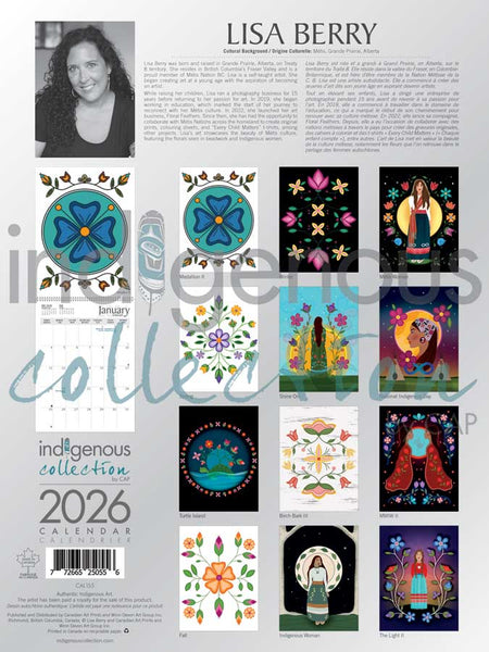 CALENDRIER 2026 anglais/français. -ARTISTE. Berry, Lisa   *L'artiste ou le titulaire des droits d'auteur a perçu des redevances pour la vente de ce produit. Conçu au Canada.