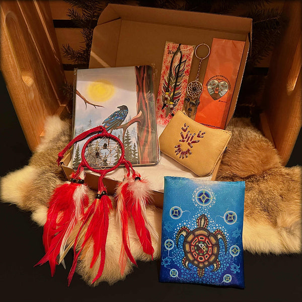Coffret cadeau découverte autochtone #1: 96.50$ pour une valeur de 140$ + cadeau avec achat, carte de souhaits de Noël. SANS TAXES. (Voir description complète)