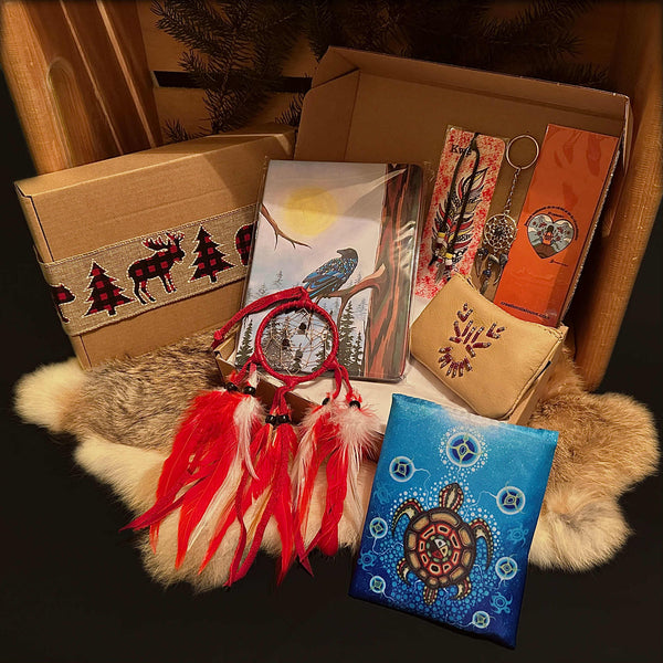 Coffret cadeau découverte autochtone #1: 96.50$ pour une valeur de 140$ + cadeau avec achat, carte de souhaits de Noël. SANS TAXES. (Voir description complète)