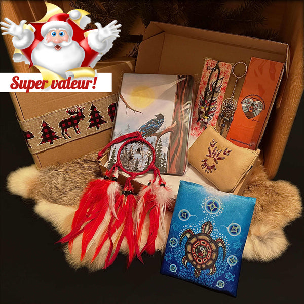 Coffret cadeau découverte autochtone #1: 96.50$ pour une valeur de 140$ + cadeau avec achat, carte de souhaits de Noël. SANS TAXES. (Voir description complète)