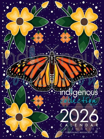 CALENDRIER 2026 anglais/français. -ARTISTE. Indoe, Marissa   *L'artiste ou le titulaire des droits d'auteur a perçu des redevances pour la vente de ce produit. Conçu au Canada.