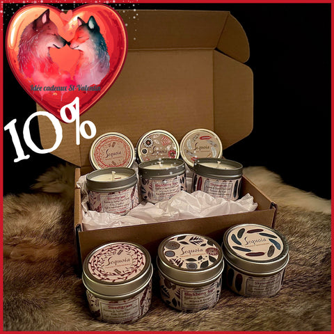 **COUP DE COEUR! NOTRE PLUS GROS VENDEUR♥ Coffret 'Trio de bougies' Foin d'odeur sacré/Mûre et sauge/Femme céleste. Sequoia, produits 100% autochtones du Québec! (Voir description complète).