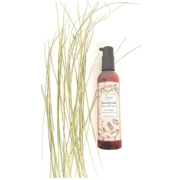 DUO Lotion pour le corps+savon «Foin d'odeur sacré/Sweetgrass» Sequoia, produits 100% autochtones du Québec!