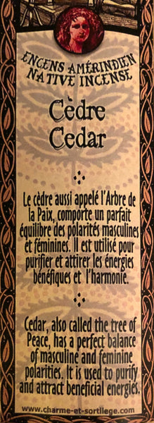 Encens Autochtone – CÈDRE. Le Cèdre est aussi appelé Arbre de la Paix. (LIVRAISON INCLUSE DANS LE PRIX)