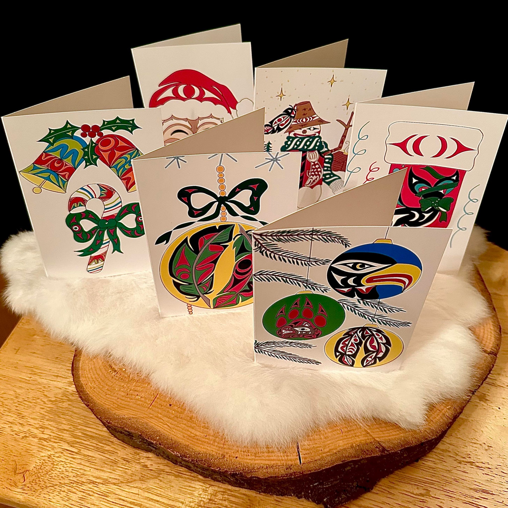 *Ensemble de 6 cartes de souhaits* Collection : ‘Joyeux Noël’. Artiste autochtone Angela Kimble.(#1) * (LIVRAISON GRATUITE!)