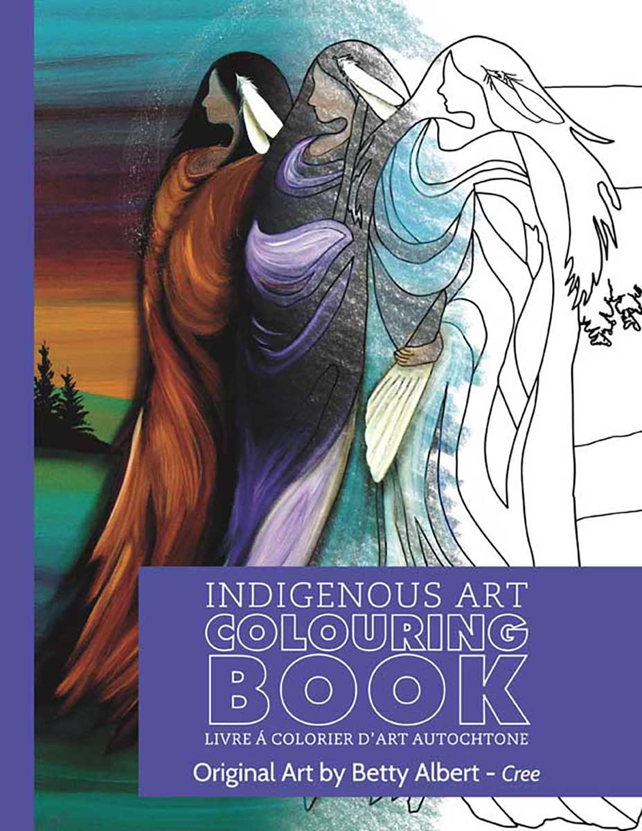 Livre à colorier autochtone «TROIS SOEURS» de l'artiste CRI, Albert Betty. (Pour enfants et adultes) * (LIVRAISON GRATUITE!)