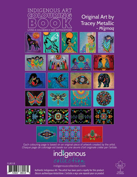 Livre à colorier autochtone de l'artiste Mi'gmaq,Tracey Métallique(Pour enfants et adultes) * (LIVRAISON GRATUITE!)
