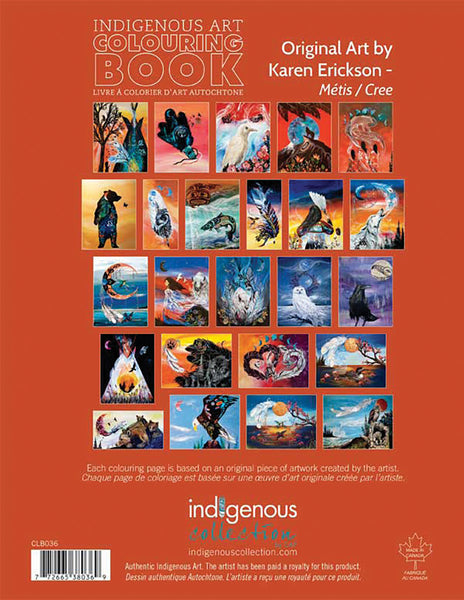 Livre à colorier autochtone de l'artiste Crie, Karen Erickson. (Pour enfants et adultes) (LIVRAISON GRATUITE)