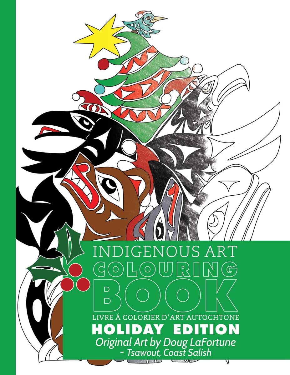 Livre à colorier autochtone 'NOËL' de l'artiste autochtone Doug LaFortune. (Pour enfants et adultes) * (LIVRAISON GRATUITE!)