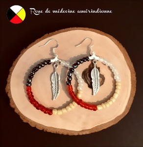 Boucles d'oreilles «Cercle de vie #1» aux couleurs de la roue de médecine amérindienne(LIVRAISON INCLUSE)
